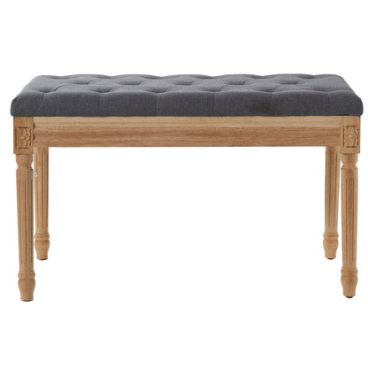 Upholstered Bench, 16"W Ottoman Bench, End of Bed Bench with Foam Padded Cushion and Rubberwood Legs, Tufted Footrest Stool Entryway Bench for Dining Room, Living Room, Bedroom, Hallway, Gray