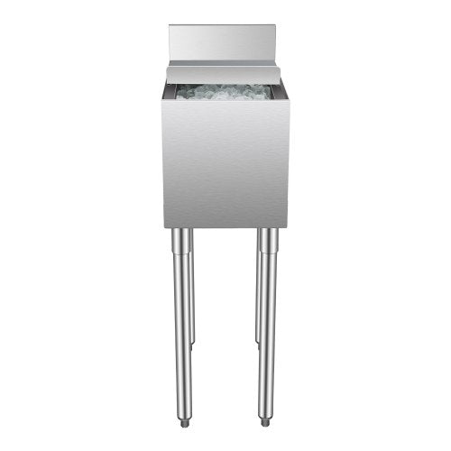 Commercial Ice Bin, 28 L Underbar Ice Bin, 12 x 19 x 37 in Stainless Steel Ice Chest with Sliding Lid, Bottle Holders, Adjustable Bullet Feet, Cooler Cart Cocktail Unit for Bar Restaurant Pub
