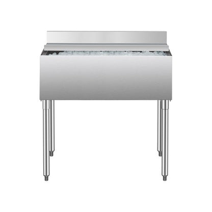 Commercial Ice Bin, 95.3 L Underbar Ice Bin, 35.9 x 19 x 37 in Stainless Steel Ice Chest with Sliding Lid, Bottle Holders, and Adjustable Bullet Feet, Cocktail Unit for Bars, Restaurants, Pubs