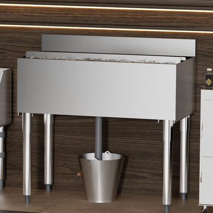 Commercial Ice Bin, 95.3 L Underbar Ice Bin, 35.9 x 19 x 37 in Stainless Steel Ice Chest with Sliding Lid, Bottle Holders, and Adjustable Bullet Feet, Cocktail Unit for Bars, Restaurants, Pubs