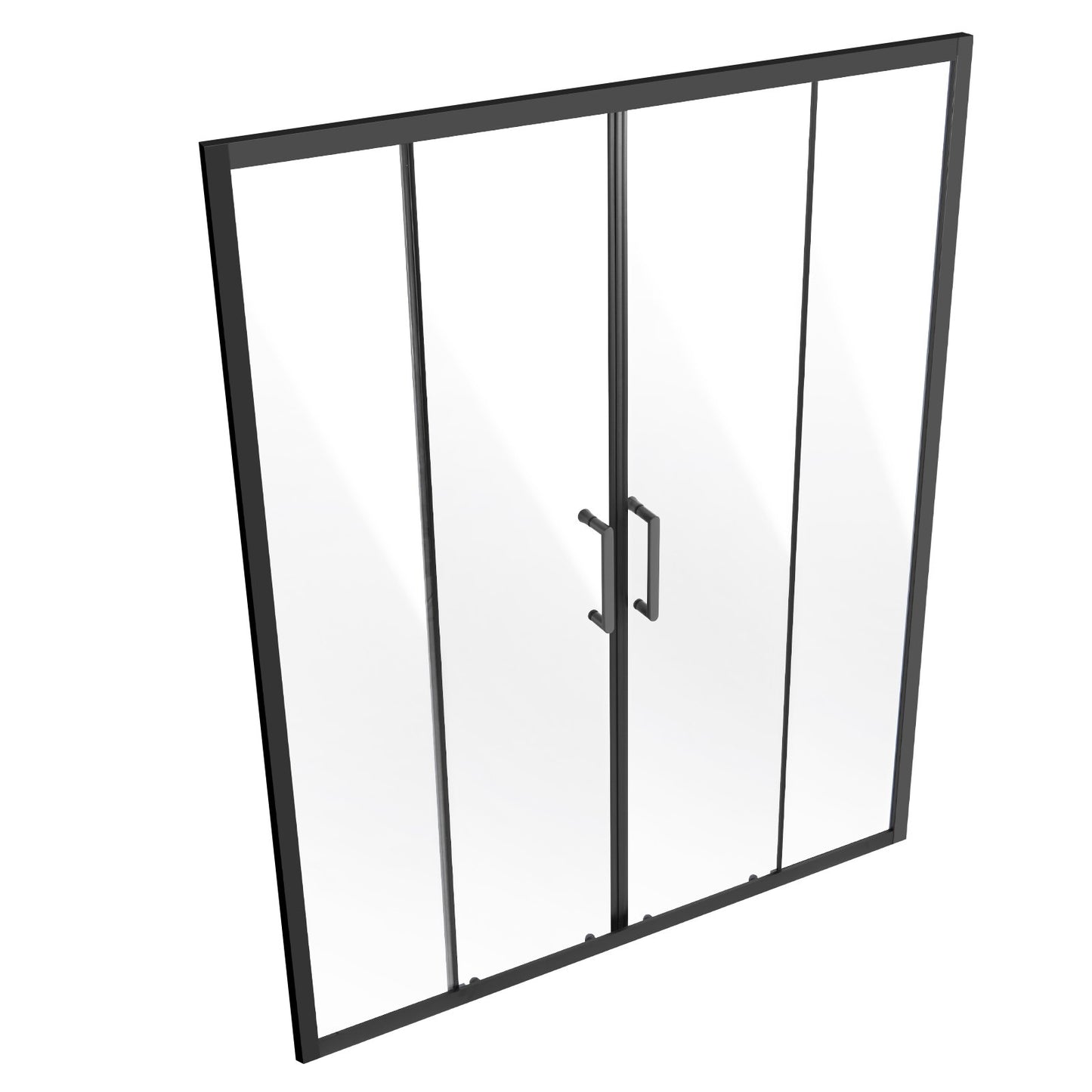 Semi-frameless Shower Door, 57.8-59" W x 70" H, Double Sliding Glass Door with 1/4"(6mm) Clear Tempered Glass, Waterproof Shatterproof Stain-Resistant with Stainless Steel Hardware, Matte Black