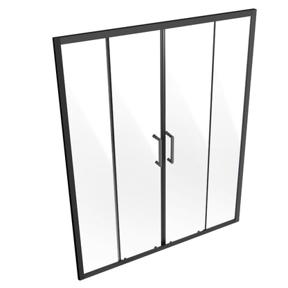 Semi-frameless Shower Door, 57.8-59" W x 70" H, Double Sliding Glass Door with 1/4"(6mm) Clear Tempered Glass, Waterproof Shatterproof Stain-Resistant with Stainless Steel Hardware, Matte Black