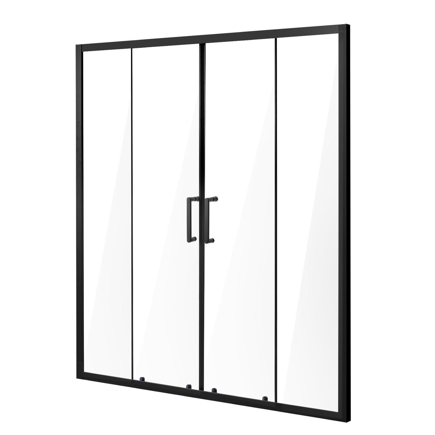 Semi-frameless Shower Door, 57.8-59" W x 70" H, Double Sliding Glass Door with 1/4"(6mm) Clear Tempered Glass, Waterproof Shatterproof Stain-Resistant with Stainless Steel Hardware, Matte Black