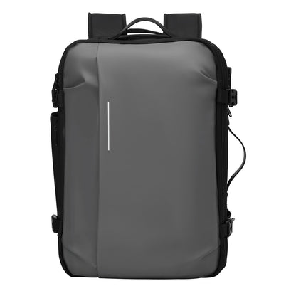 Vakuumreseryggsäck, 65L, Expanderbar vakuumtätad kompressionsreseryggsäck med pump, med TSA-godkänt lås, Airback Vacpack, Vattentålig handbagageväska, för affärsresenärer, Grå