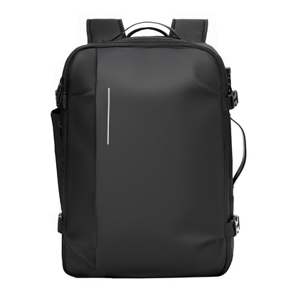 Vakuumreseryggsäck, 65L, Expanderbar vakuumtätad kompressionsreseryggsäck, med TSA-godkänt lås, flera fickor, vattentålig handbagageväska, ingen pump, svart