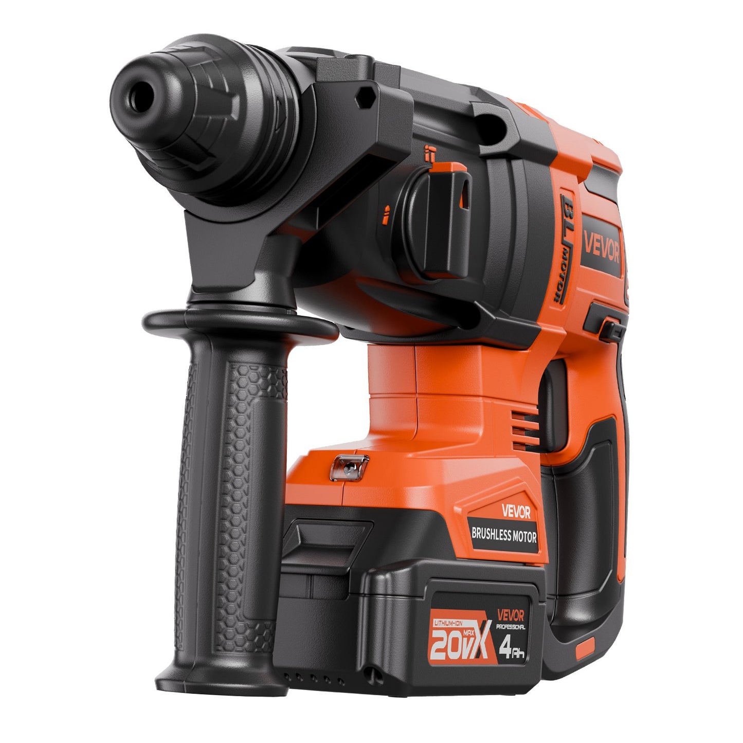 20V Brushless Cordless Hammer Drill, Lithium-Ion 1.1 Inch Rotary Hammer Driver, SDS-Plus Electric Lightweight Power Tool Kit with Battery and Charger, 4 Functions, 1200 RPM, 5300 BPM