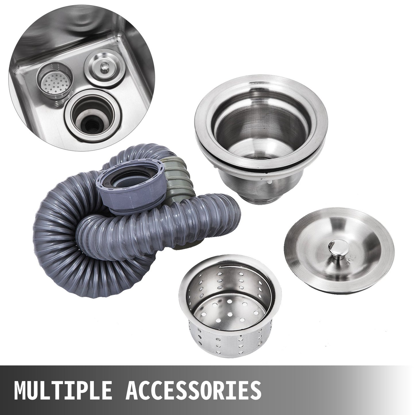 Handgjord diskho Icke-magnetisk Rostfri Köksdiskho Handgjord 1 Fack 16 x 15,5 x 10 Tums Kapacitet Stor Badkarsdiskho med Högerplattform för Lantgårdscafé Butik Sjukhus