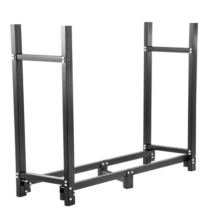 Vedställ, 1,8 m vedställ för utomhusbruk, svart vedställ, vedställ i stål för utomhusbruk, vedhållare med lastkapacitet 500 kg, vedställ med lock och verktygssats för eldstaden