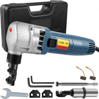 Electric Metal Nibbler 380W Nibbler Metal Cutter 1800RPM High Speed Rotor Metal Nibbler 220V w Replaced Blades Storage Case Sheet Metal Nibbler for Cutting Stainless Steel, Aluminium, Plastic