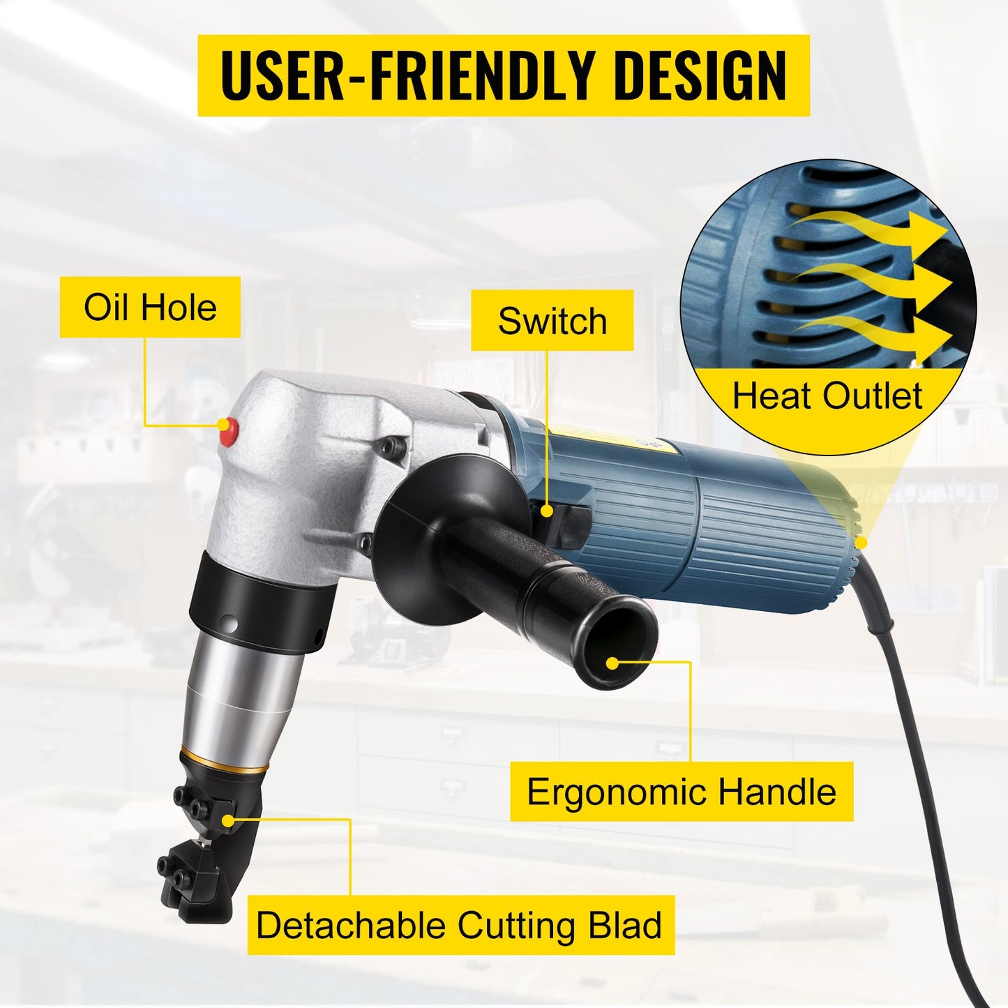 Electric Metal Nibbler 625W Nibbler Metal Cutter 1000RPM High Speed Rotor Metal Nibbler 110V w Replaced Blades Storage Case Sheet Metal Nibbler for Cutting Stainless Steel, Aluminium, Plastic