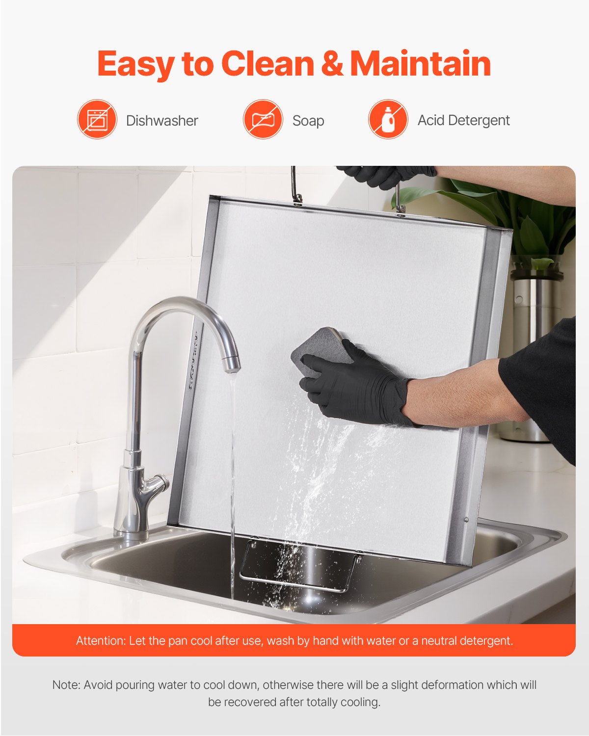 Stekplåt i rostfritt stål, 18x16 tum universal platt rektangulär platta, gasgrillstekplåt för BBQ-grill, teppanyaki, bärbart familjeköksredskap med handtag, för camping, tailgating-fest