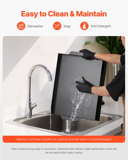 Stekplåt i kolstål, 22x16 tum universal platt rektangulär platta, gasgrillstekplåt för BBQ-grill, teppanyaki, bärbara familjeköksredskap, för camping, tailgating-fest, svart