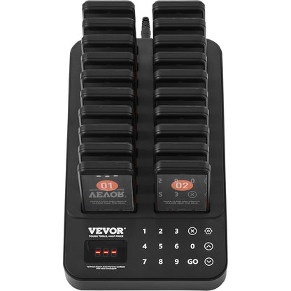 Restaurant Pager System, Wireless 400m Long Range Lineup Waiting Queue Signal, Guest Customer Calling Beepers with Vibration & Flashing, 20 Buzzers for Food Truck, Church, Nursery, Hospital