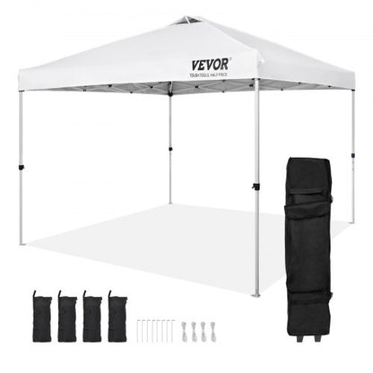 Pop Up Canopy Party Tent 304.8 x 304.8 cm with Portable Bag for Camping White