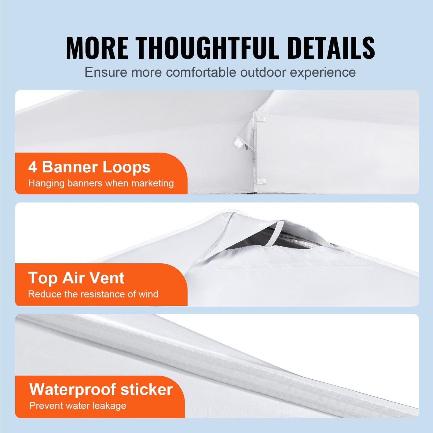 Pop Up Canopy Party Tent 304.8 x 304.8 cm with Portable Bag for Camping White