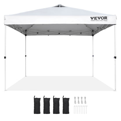 Pop Up Canopy Party Tent 304.8 x 304.8 cm with Portable Bag for Camping White