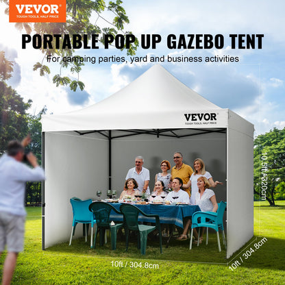 Pop Up Canopy Tent Outdoor Gazebo Tent 304.8 x 304.8cm with Sidewalls & Bag White