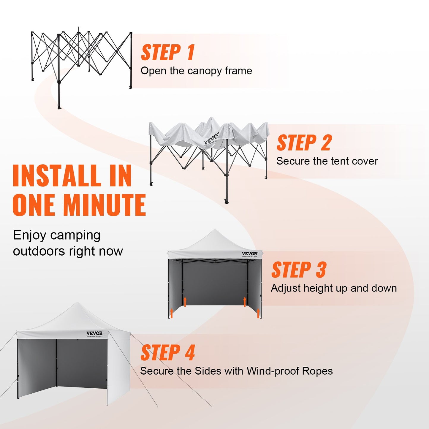 Pop Up Canopy Tent Outdoor Gazebo Tent 304.8 x 304.8cm with Sidewalls & Bag White