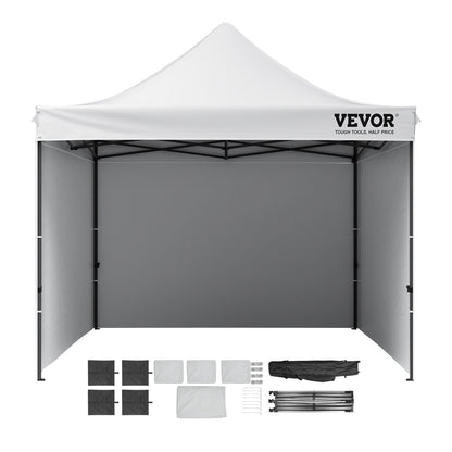 Pop Up Canopy Tent Outdoor Gazebo Tent 304.8 x 304.8cm with Sidewalls & Bag White