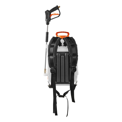 Battery Powered Backpack Sprayer, 16L Electric Backpack Sprayer, 2 Wands & 8 Nozzles, Adjustable 0-90 PSI, 4H Runtime, Portable Yard Garden Lawn Sprayers for Weeding Spraying Cleaning