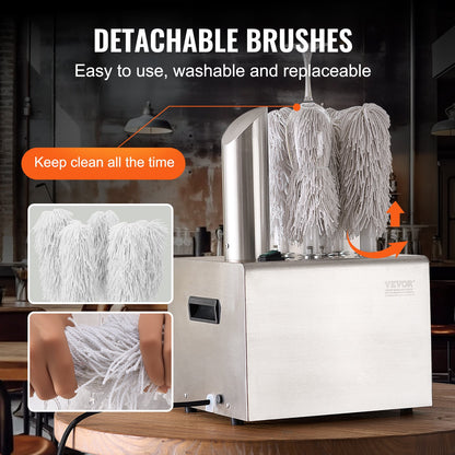 Wine Glass Polisher Machine, 5-Brush Glass Polishing Machine, 330 Cups/Hour Electric Commercial Glass Polisher for Champagne Glasses, Beer Cups, Mugs, Perfect for Bar Restaurant Kitchen