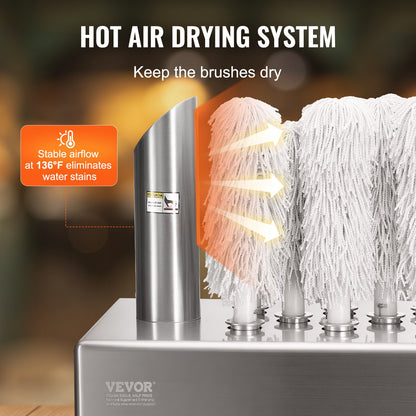 Wine Glass Polisher Machine, 8-Brush Glass Polishing Machine, 660 Cups/Hour Electric Commercial Glass Polisher for Champagne Glasses, Beer Cups, Mugs, Perfect for Bar Restaurant Kitchen