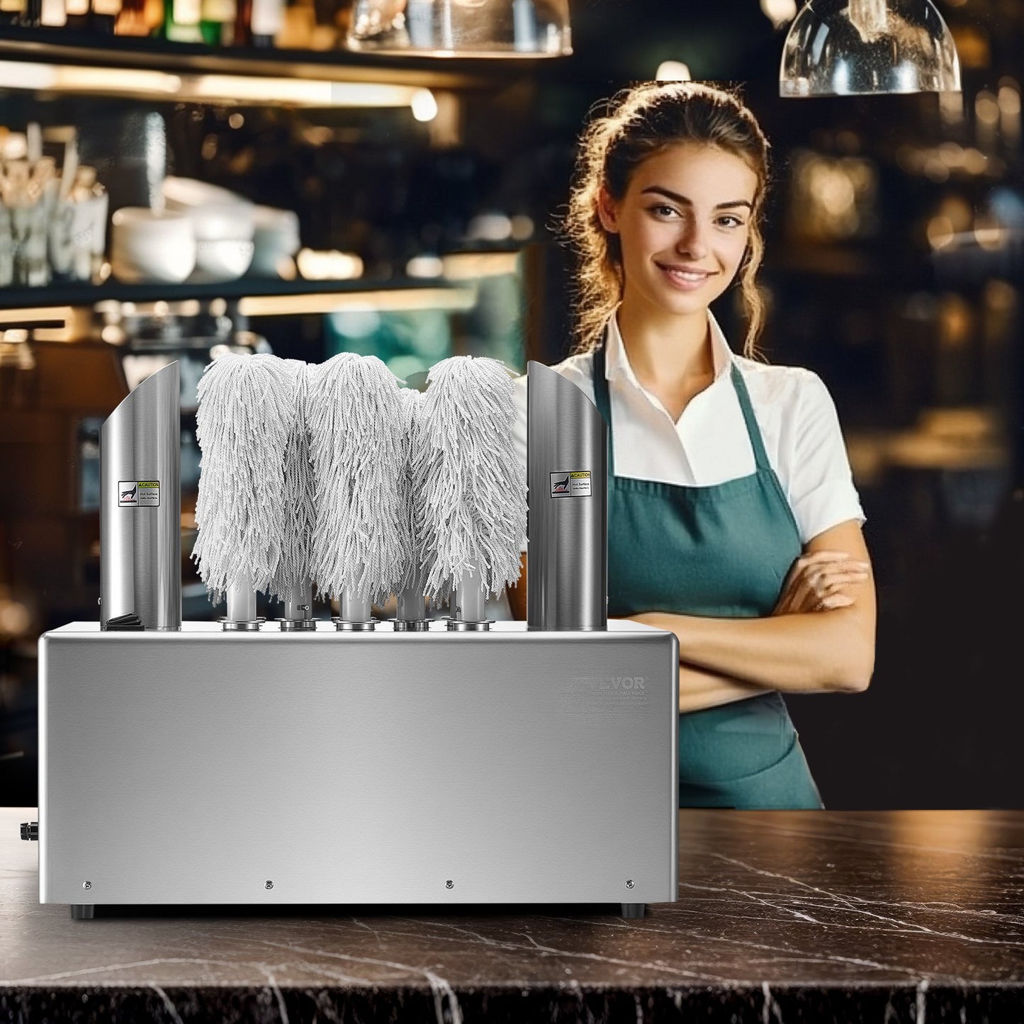 Wine Glass Polisher Machine, 8-Brush Glass Polishing Machine, 660 Cups/Hour Electric Commercial Glass Polisher for Champagne Glasses, Beer Cups, Mugs, Perfect for Bar Restaurant Kitchen