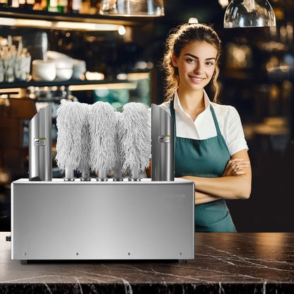 Wine Glass Polisher Machine, 8-Brush Glass Polishing Machine, 660 Cups/Hour Electric Commercial Glass Polisher for Champagne Glasses, Beer Cups, Mugs, Perfect for Bar Restaurant Kitchen