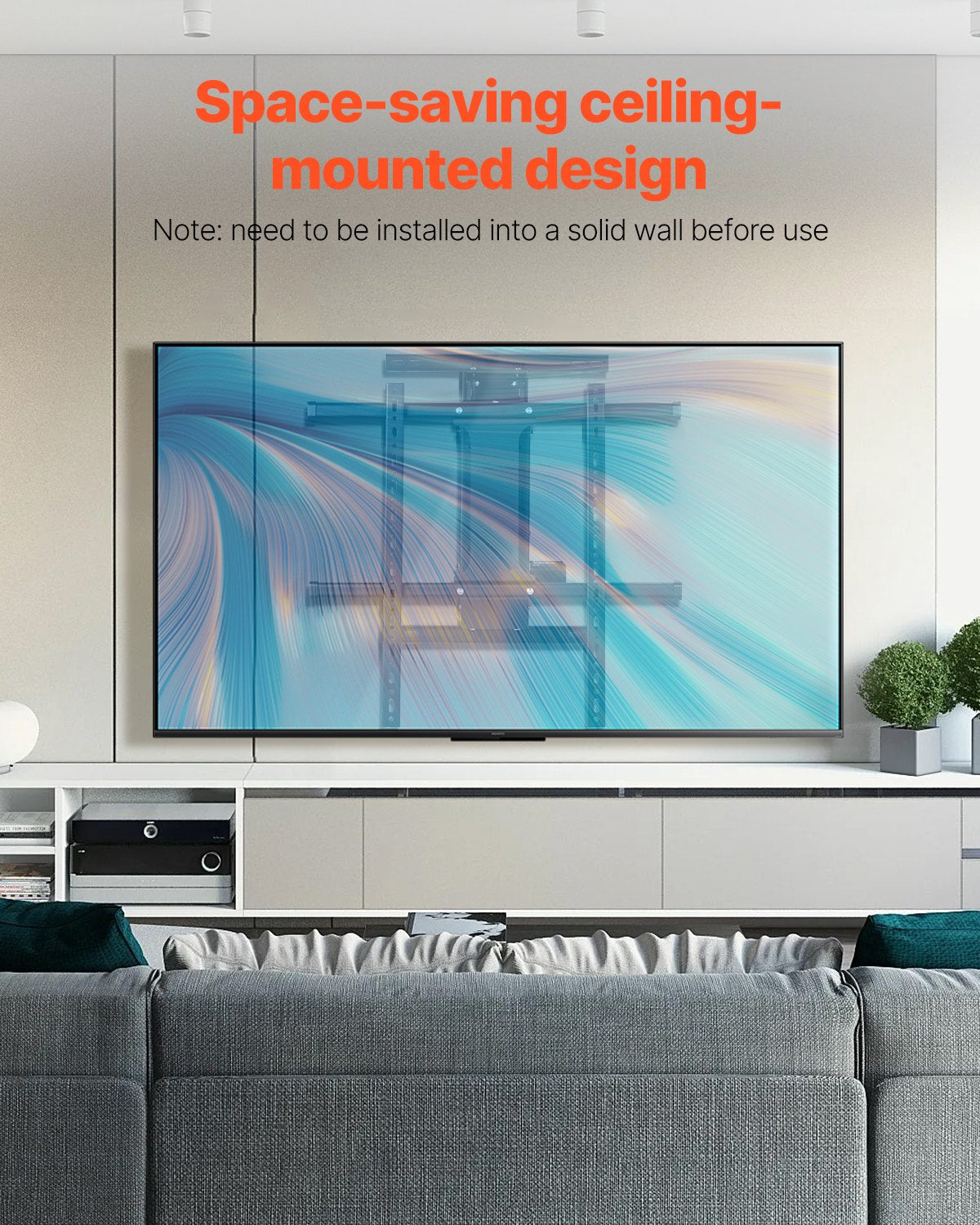 Motorized TV Wall Mount, TV Mount for 32 to 65 Inch TV, Electric Adjustable Ceiling TV Mount, Motorized Flip Down TV Mount Bracket with Max VESA 24 x 24 in, Fits TVs Up to 88 lbs