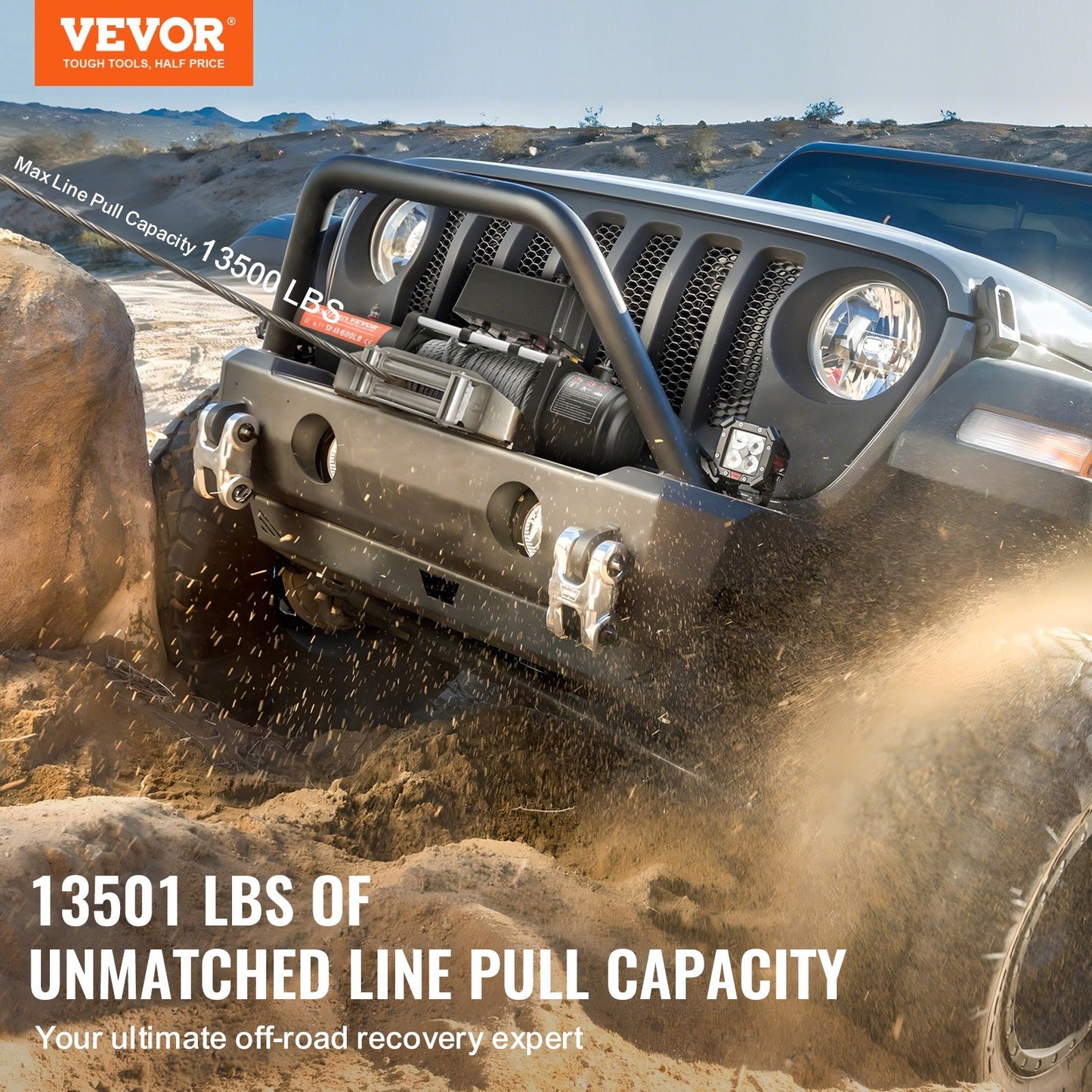 Electric Winch Truck 6123.5 kg Steel Cable IP65 Waterproof Remote Control