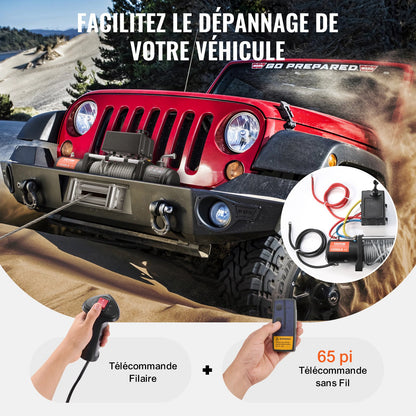 Electric Winch Truck 6123.5 kg Steel Cable IP65 Waterproof Remote Control