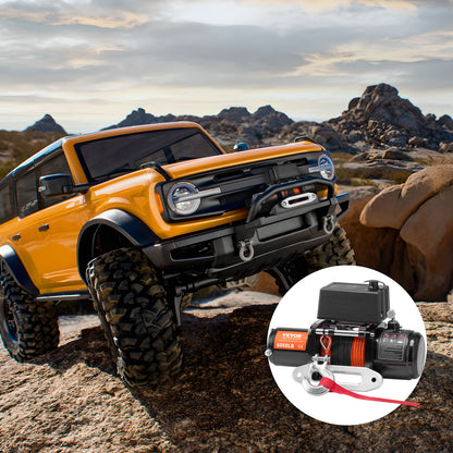 Electric Winch for Truck 2721.6 kg Synthetic Rope Waterproof Remote Control