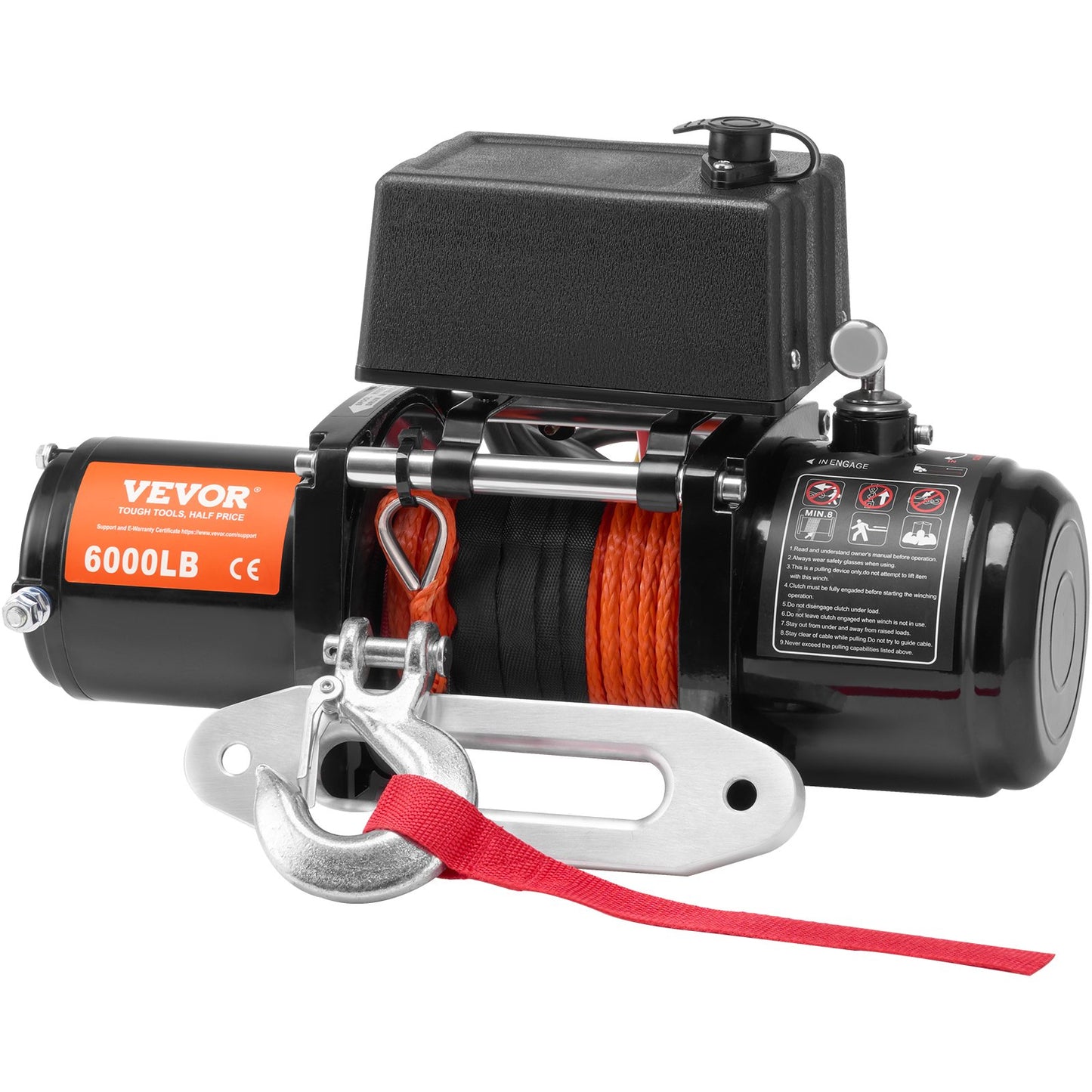 Electric Winch for Truck 2721.6 kg Synthetic Rope Waterproof Remote Control