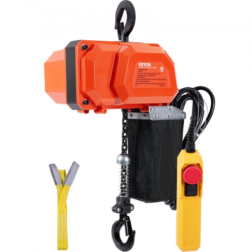 Electric Chain Hoist, 330 lbs Load Capacity, 10 ft Lifting Height, 7.5 ft/min Speed, 230V, Single Phase Overhead Crane with G80 Chain, 10 ft Wired Remote Control for Garage, Shop, Hotel, Home