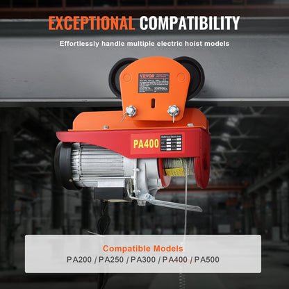 Electric Hoist Manual Trolley, 998 kg/1 Ton Capacity for PA200 PA250 PA300 PA400 PA500, Push Beam Trolley with Dual Wheels, 6.8 cm-11 cm Adjustable Beam Flange Width for Straight Curved I Beam