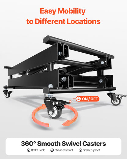 Electric Lift Table, 330 lbs Capacity Single Scissor Lift Table, 8 - 28 in Height Adjustable Lifting Platform, Coffee Table lift with 4 Wheels, for Material Handling and Transportation, Black