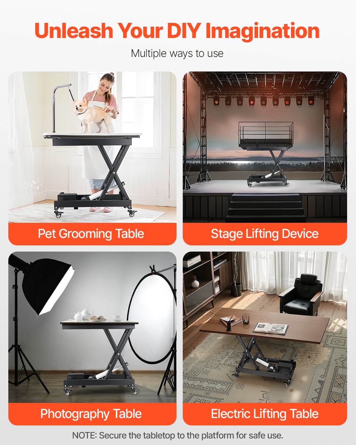 Electric Lift Table, 330 lbs Capacity Single Scissor Lift Table, 8 - 28 in Height Adjustable Lifting Platform, Coffee Table lift with 4 Wheels, for Material Handling and Transportation, Black