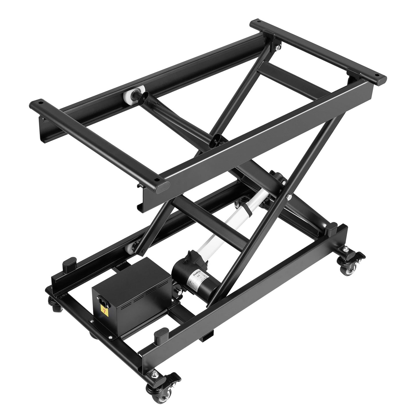 Electric Lift Table, 330 lbs Capacity Single Scissor Lift Table, 8 - 28 in Height Adjustable Lifting Platform, Coffee Table lift with 4 Wheels, for Material Handling and Transportation, Black