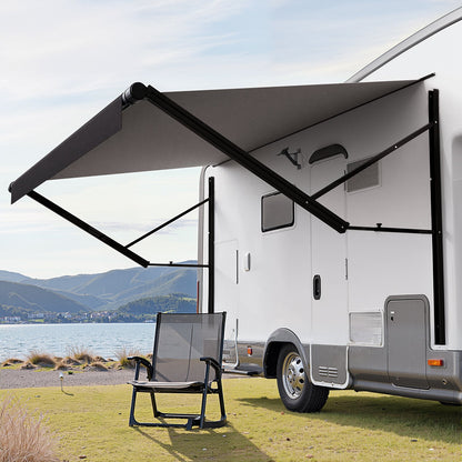 Motorized RV Awning Complete Kit, 10' Retractable Awning with Aluminum Alloy Frame, Outdoor Trailer Awning, Fit for Most RVs(Black Fade)