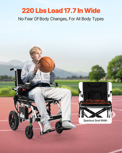 Electric Wheelchair for Adults, 100kg Capacity, Foldable & Lightweight Motorized Wheelchair, 19.3km Long Travel Range, All-Terrain Powered Chair, Portable for Seniors & Disabled