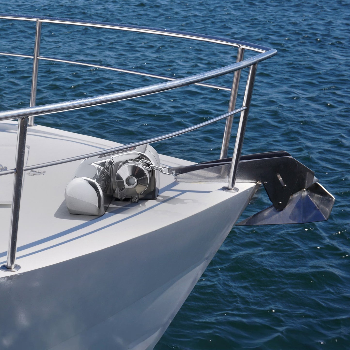 Horizontal Fishing Windlass, 12V DC 600W, Windlass Anchor Systems Fit for 6.35 mm Chain or 14.3 & 15.9 mm Nylon Rope, Max Pull 260 kg, 316 Stainless Steel Construction, for Boats 7-9 m