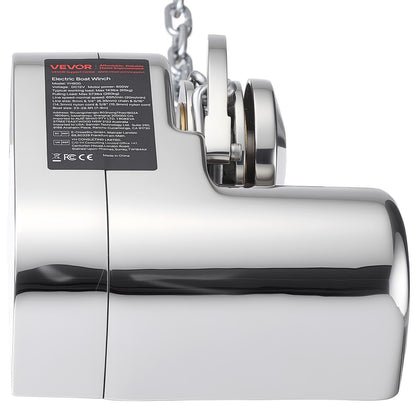 Horizontal Fishing Windlass, 12V DC 600W, Windlass Anchor Systems Fit for 6.35 mm Chain or 14.3 & 15.9 mm Nylon Rope, Max Pull 260 kg, 316 Stainless Steel Construction, for Boats 7-9 m