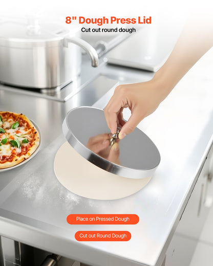 Pizza Dough Roller Sheeter, 3-14 Inch Automatic Stainless Steel Pizza Press, Commercial Electric 370W Pasta Maker Machine, 260 pcs Per Hour, Adjustable Thickness, with Dough Press Lid