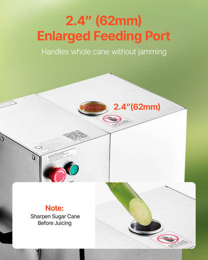 Commercial Sugar Cane Juicer, 800W Electric Sugarcane Juicer Machine with 300KG/H High Output, 4 Stainless Steel Rollers, Sugar Cane Press Juice Extractor Squeezer for Home/Commercial Use