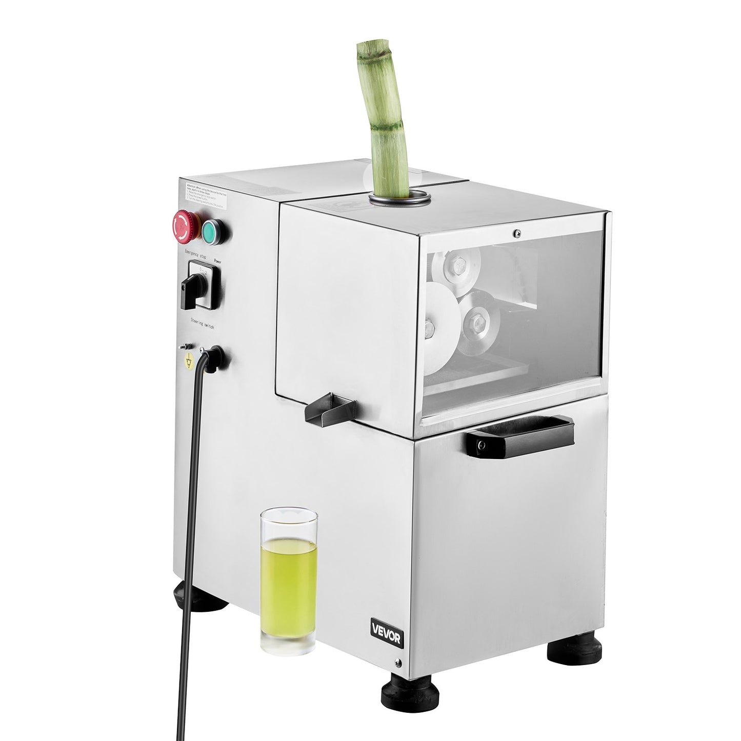 Commercial Sugar Cane Juicer, 800W Electric Sugarcane Juicer Machine with 300KG/H High Output, 4 Stainless Steel Rollers, Sugar Cane Press Juice Extractor Squeezer for Home/Commercial Use