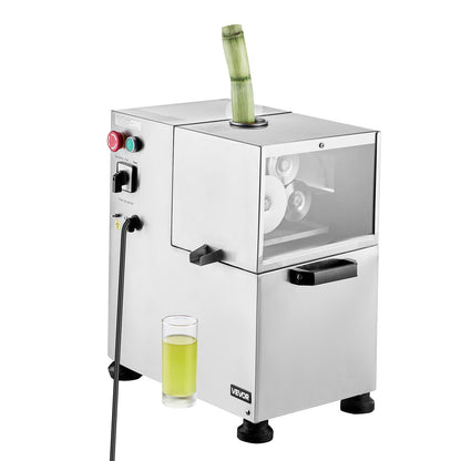 Commercial Sugar Cane Juicer, 800W Electric Sugarcane Juicer Machine with 300KG/H High Output, 4 Stainless Steel Rollers, Sugar Cane Press Juice Extractor Squeezer for Home/Commercial Use