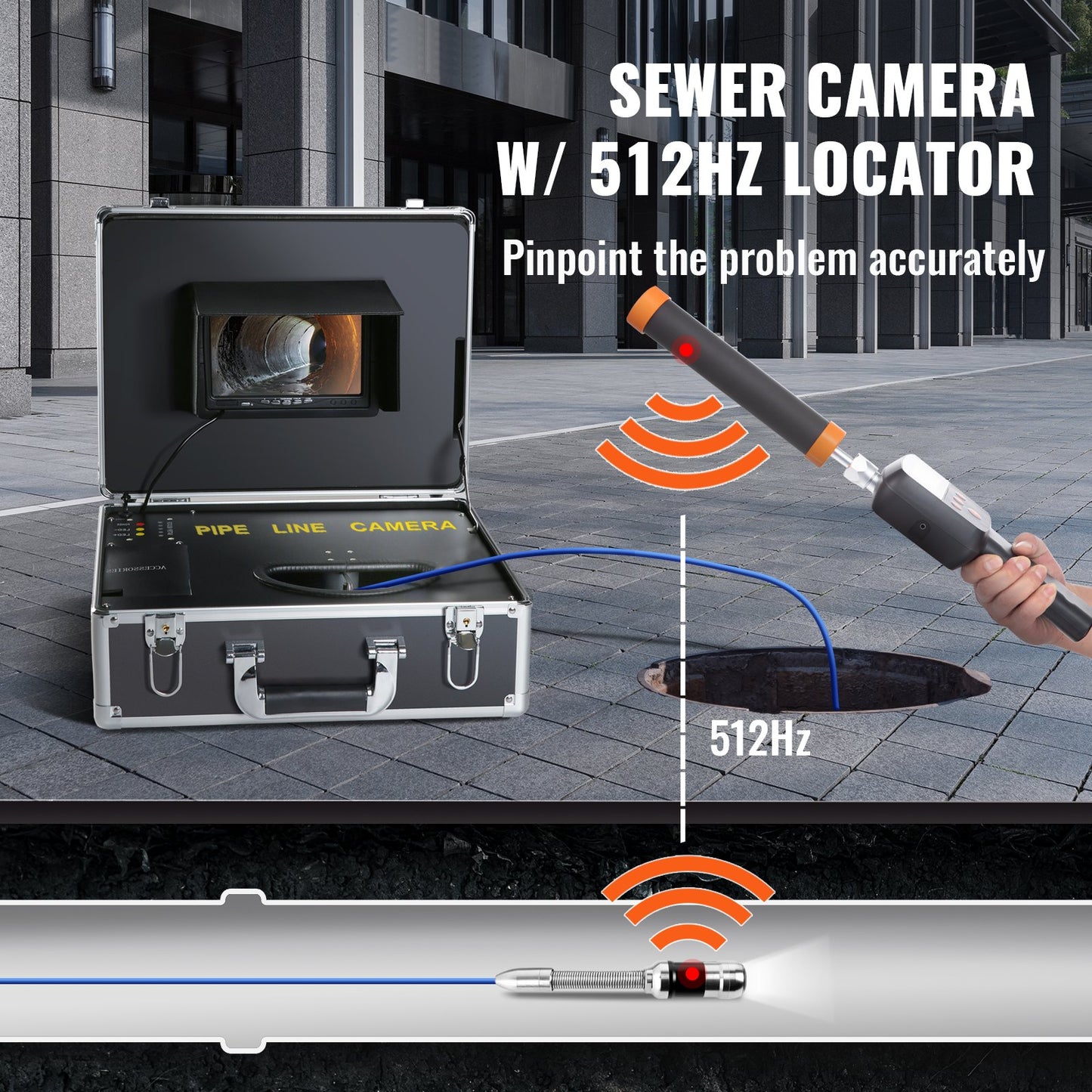Sewer Camera Pipe Inspection Camera 17.8 cm Screen 1000TVL Camera 40m