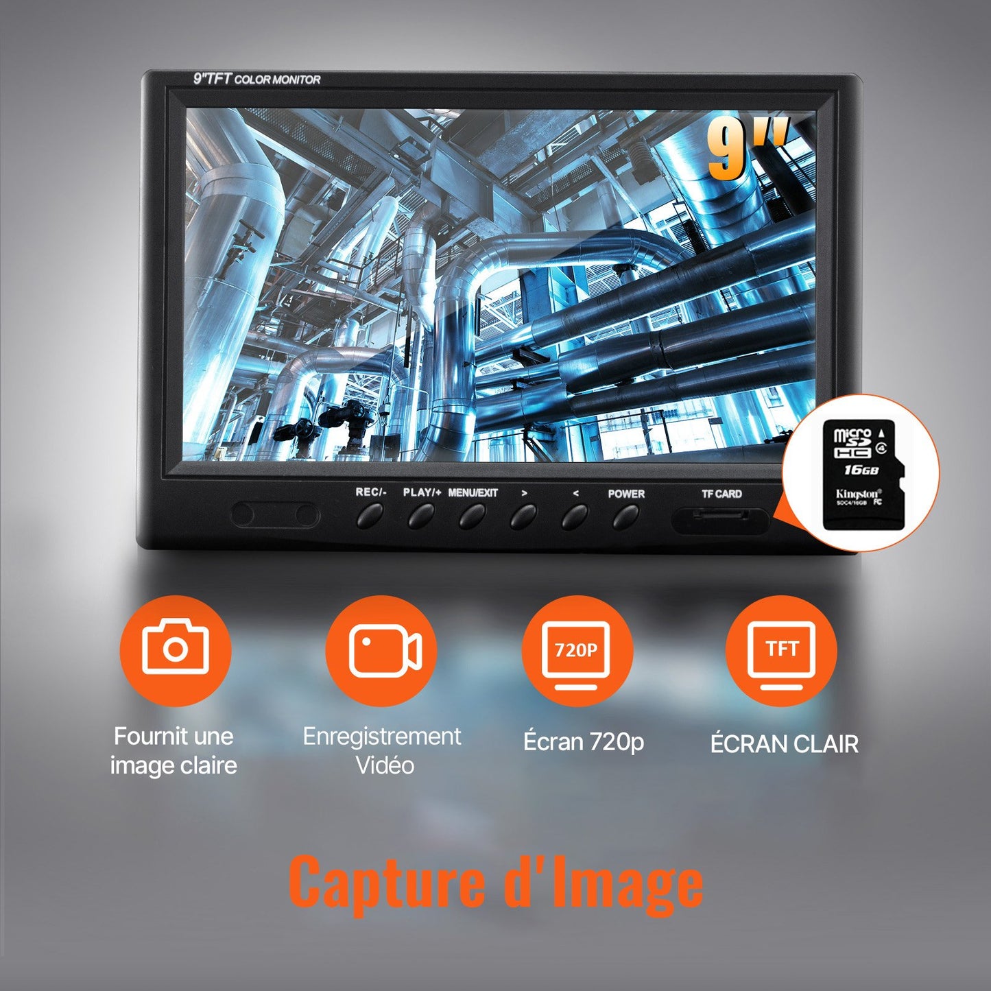 Sewer Camera Pipe Inspection Camera w/ 512hz Sonde 22.9 cm 720p Screen 50.3m