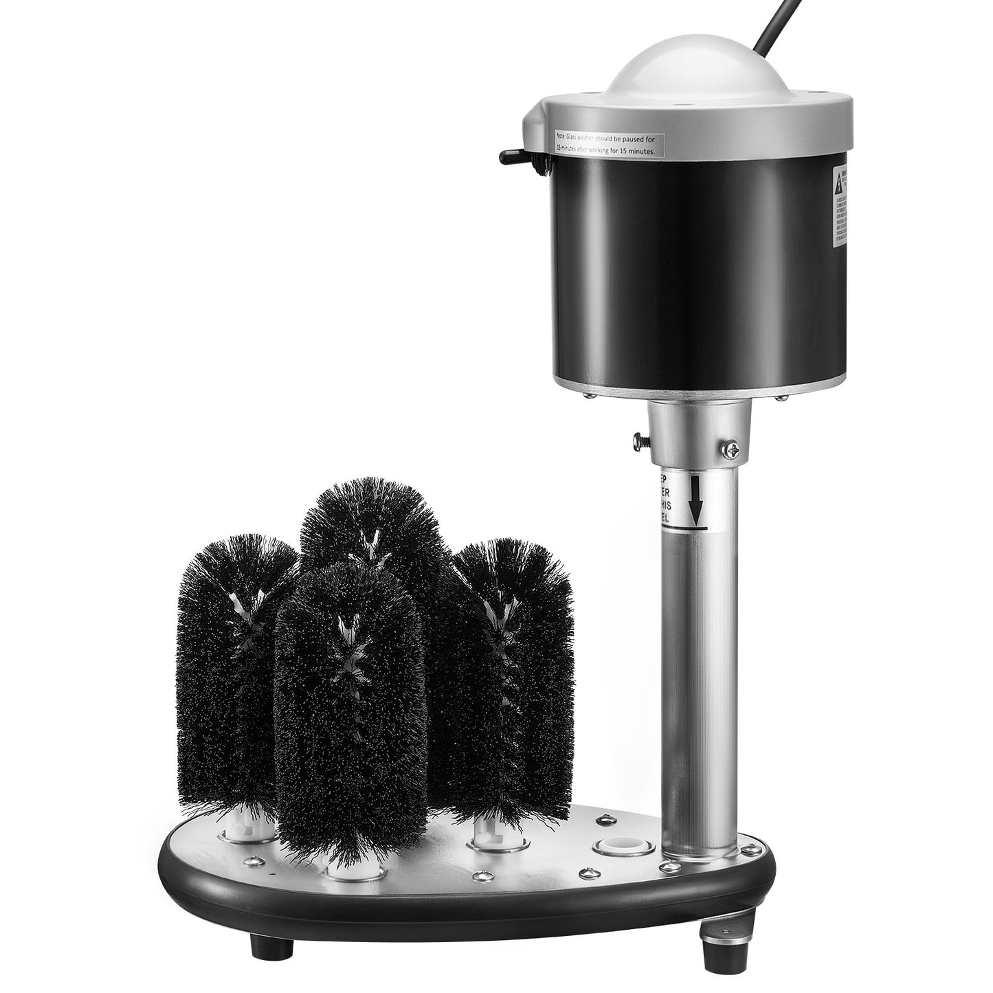Electric Commercial Glass Washer, 5-Brush Bar Glass Cleaner, 600 Cups/Hour Wine Glass Cleaning Machine, Bar Glass Washer for Champagne Glasses, Beer Cups, Mugs, Perfect for Bars and Cafes