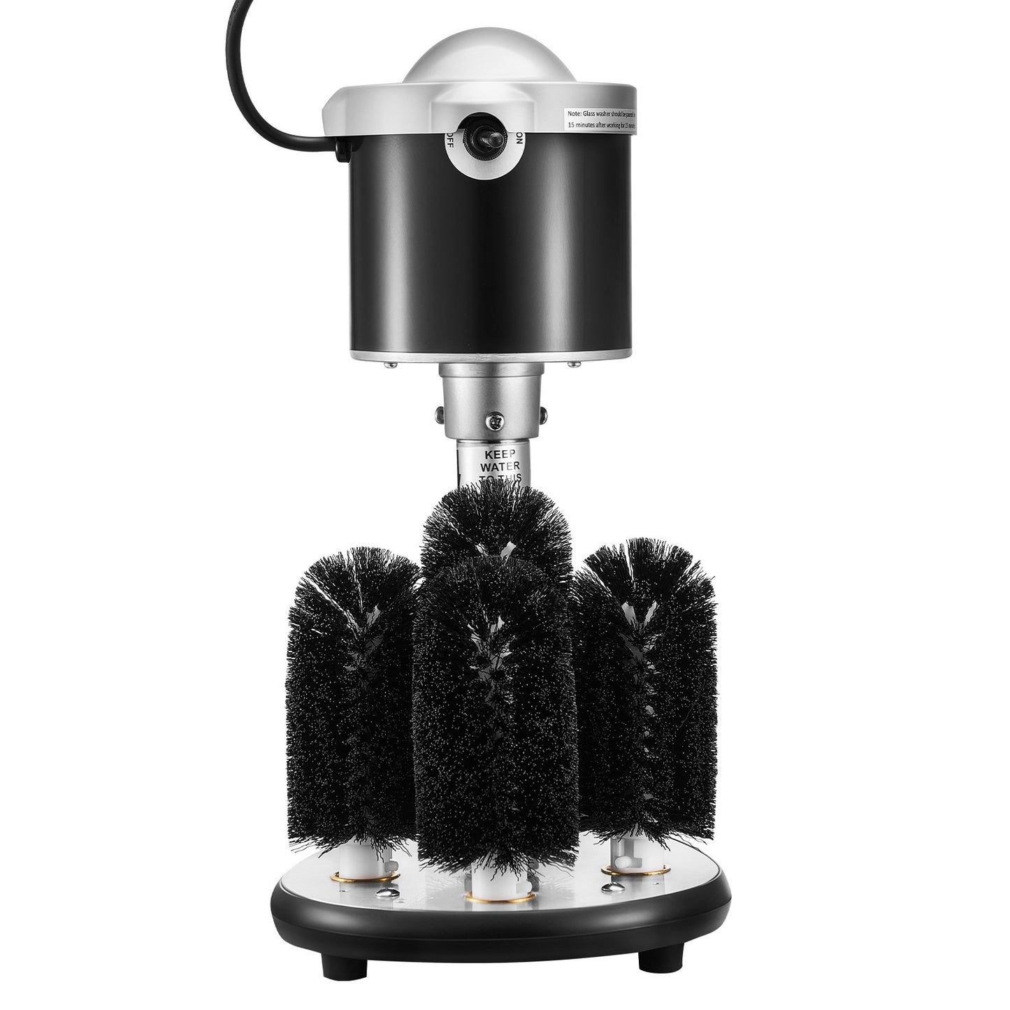 Electric Commercial Glass Washer, 5-Brush Bar Glass Cleaner, 600 Cups/Hour Wine Glass Cleaning Machine, Bar Glass Washer for Champagne Glasses, Beer Cups, Mugs, Perfect for Bars and Cafes